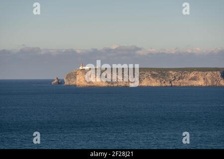 Phare de Farol do Cabo de Sao Vicente à Sagres, Portugal Banque D'Images