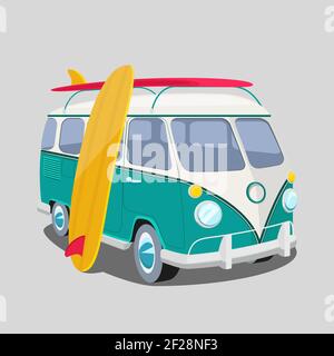 Affiche de surfeur ou graphiques de t-shirt. Transport et surf, planche de sport, illustration vectorielle Illustration de Vecteur