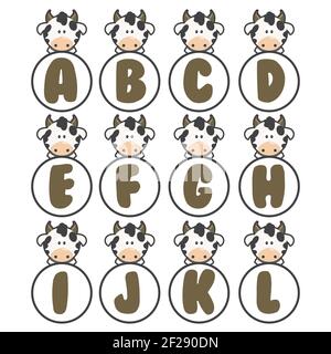 collection d'alphabet de vache, art vectoriel et illustration. Illustration de Vecteur