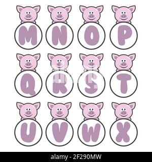 Collection d'alphabet PIG, illustrations et illustrations vectorielles. Illustration de Vecteur