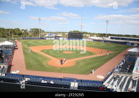 Mercredi 10 mars 2021, Port Charlotte, Floride; une vue d'ensemble du stade lors d'un match d'entraînement de pré-saison de la MLB au Charlotte Sports Park. Les Twins ont battu les rayons 6-2. (Kim Hukari/image du sport) Banque D'Images