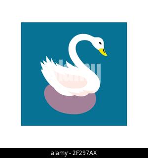 magnifique illustration de vecteur de cygne sur blanc pur Illustration de Vecteur