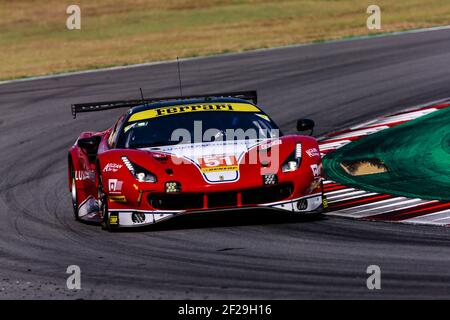 51 PIER GUIDI Alessandro (ita), NIELSEN Nicklas (dnk), LAVERGNE Fabian (fra), Team Luzich Racing Ferrari F488 GTE, action pendant la série européenne ELMS le Mans 2019 à Barcelone, Espagne, du 19 au 21 juillet - photo Xavi Bonilla / DPPI Banque D'Images