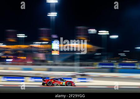 71 RIGON Davide (ita), MOLINA Miguel (esp), Ferrari 488 GTE EVO équipe AF Corse, action pendant le Championnat du monde d'Endurance FIA WEC 2019, 8 heures de Bahreïn du 12 au 14 décembre au circuit International de Sakhir - photo Antonin Vincent / DPPI Banque D'Images