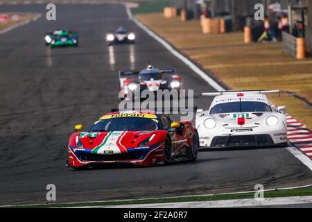 71 RIGON Davide (ita), MOLINA Miguel (esp), AF Corse, Ferrari 488 GTE Evo, action pendant le Championnat du monde d'Endurance FIA WEC 2019, 4 heures de Shanghai du 8 au 10 novembre, à Shanghai, Chine - photo Florent Gooden / DPPI Banque D'Images