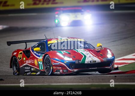 71 RIGON Davide (ita), MOLINA Miguel (esp), Ferrari 488 GTE EVO équipe AF Corse, action pendant le Championnat du monde d'Endurance FIA WEC 2019, 8 heures de Bahreïn du 12 au 14 décembre au circuit International de Sakhir - photo Antonin Vincent / DPPI Banque D'Images