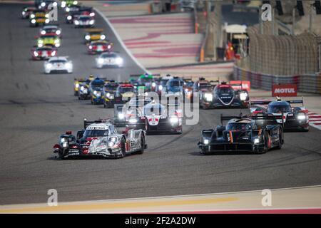 Début de la course, départ, 01 SENNA Bruno (BRA), MENEZES Gustavo (etats-unis), OTAN Norman (fra), rébellion R13 Gibson Team Rebellion Racing, 05 KING Jordan (gbr), HANLEY Ben (gbr), ROBERTSON Charlie (gbr), Ginetta G60 LT P1 AER Team LNT, action formation Lap pendant le Championnat du monde d'Endurance 2019 FIA 8 heures de Bahreïn du 12 au 14 décembre au circuit international de Sakhir - photo Antonin Vincent / DPPI Banque D'Images