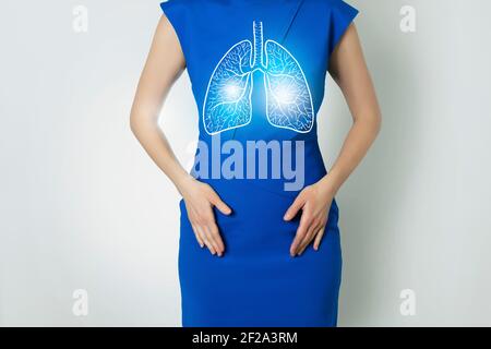 Visualisation graphique de poumons humains sains, bleu positif couleur claire de la récupération, la santé des organes internes et le détox. Banque D'Images