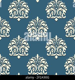 Motif oriental sans couture sur fond bleu vectoriel Illustration de Vecteur