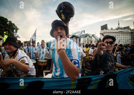 Alejo Manuel Avila/ le Pictorium - Mars pour demander justice pour la mort de Maradona - 10/03/2021 - Argentine / Buenos Aires - sous le slogan: « il n'est pas mort, ils l'ont tué », les fans de Diego Maradona et des membres de la famille ont organisé une manifestation devant l'Obélisque pour exiger justice pour sa mort. Banque D'Images