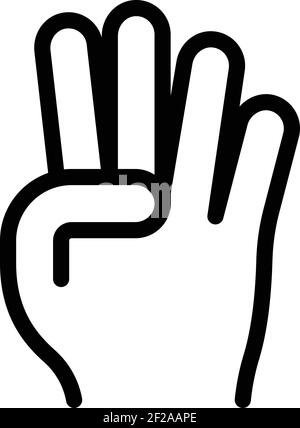 Icône de mouvement de la main avec quatre doigts. Contour mouvement de la main quatre doigts icône vectorielle pour la conception de sites Web isolée sur fond blanc Illustration de Vecteur