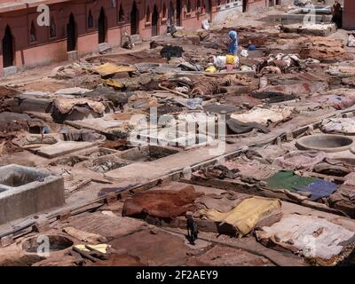 photo de l'une des tanneries anciennes de marrakech, morroco Banque D'Images