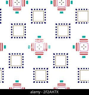 Motif géométrique de lignes de formes simples sur fond blanc. Pour le tissu, les vêtements pour bébés, le fond, le textile, le papier d'emballage et autres décorations. Illustration de Vecteur