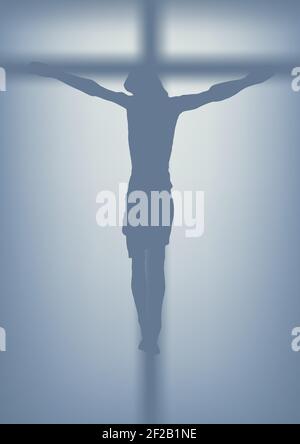 Jésus Christ a crucifié sur la croix. Religion chrétienne et catholique. Illustration vectorielle. Illustration de Vecteur