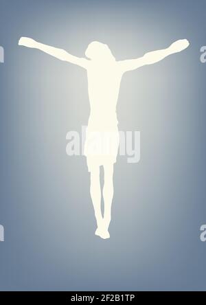Jésus Christ a crucifié sur la croix. Religion chrétienne et catholique. Illustration vectorielle. Illustration de Vecteur