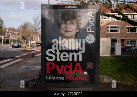 Panneau d'affichage PVDA Parti politique à Amsterdam pays-Bas 11-3-2021 Banque D'Images