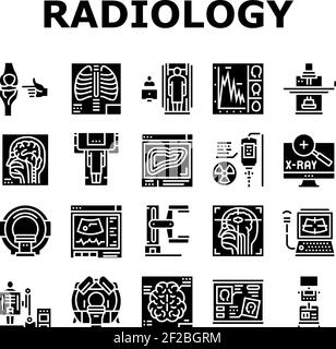 Icônes de collection d'équipements de radiologie définir l'illustration vectorielle Illustration de Vecteur