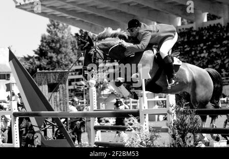 Championnats d'Europe la Baule 1991, Dirk Hafemeister (GER) à cheval Bonito Banque D'Images