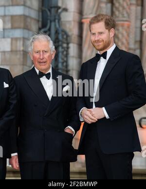 Londres, Royaume-Uni. 4 avril 2019. Prince Charles, Prince Harry participant à la première mondiale de la série télévisée Netflix « notre planète » qui s'est tenue au Musée d'Histoire naturelle. Credit: Scott Garfitt /Alay Live News Banque D'Images