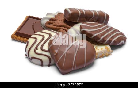 Pile de biscuits trempés au chocolat coupée. Banque D'Images