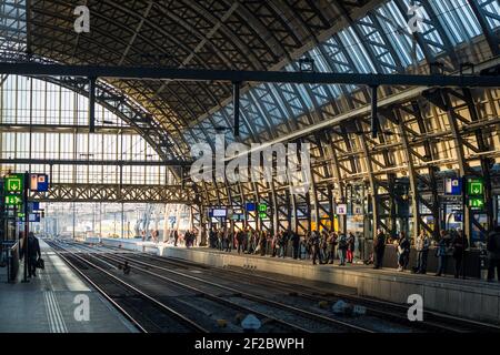 Centraal Station, Amsterdam, pays-Bas. Banque D'Images