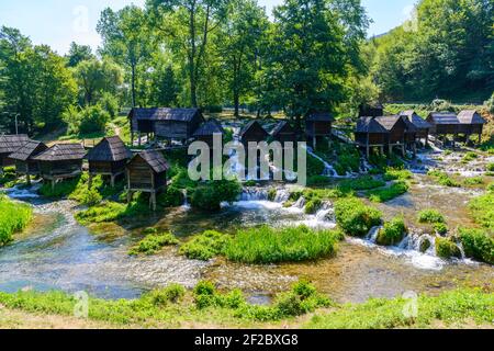 Les moulins à eau de Mlincici près de Jajce, Bosnie-Herzégovine. Banque D'Images