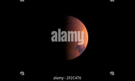 Un ordinateur généré gros plan de la planète Mars avec éclat. rendu 3d d'arrière-plan cosmique réaliste. Les éléments de cette image sont présentés par la NASA Banque D'Images