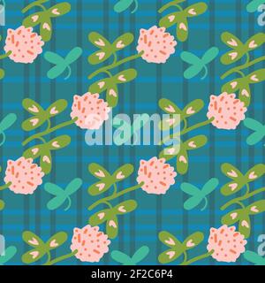fleurs trèfle roses motif vectoriel sans couture Illustration de Vecteur
