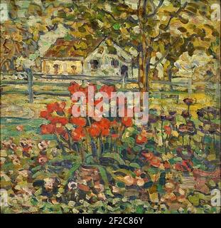 Un jardin à l'ancienne par Maurice Brazil Prendergast. Banque D'Images