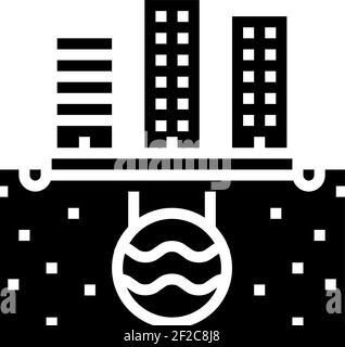 illustration du vecteur d'icône de glyphe du système de drainage urbain Illustration de Vecteur