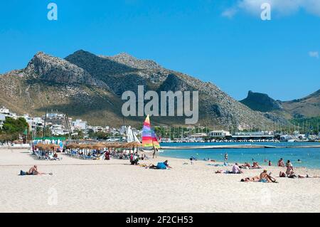 Plage de Port Pollenca, Majorque, Iles Baléares, Espagne Banque D'Images