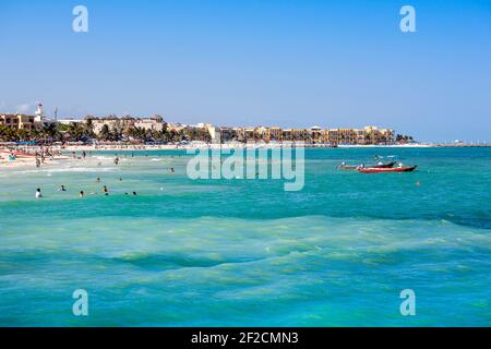 Cozumel, Mexique - 28 mai 2016 : plage de sable de l'île de Cozumel, Mexique, 28 mai 2016 Banque D'Images