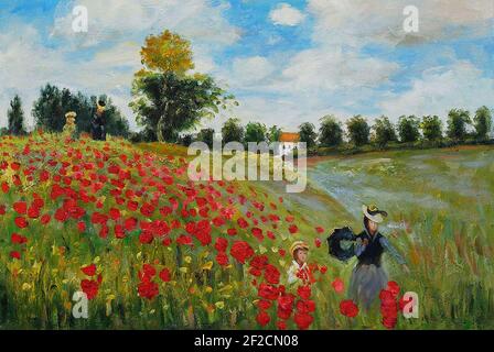 Champ de pavot à Argenteuil, Claude Monet. Banque D'Images