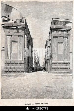 Porta Palermo (stampa antica del 1900). Banque D'Images