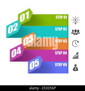 Modèle infographique abstrait de processus métier , étape par étape Banque D'Images