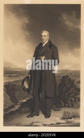 Portrait George Stephenson par Atikinson après Lucas 1849. Banque D'Images