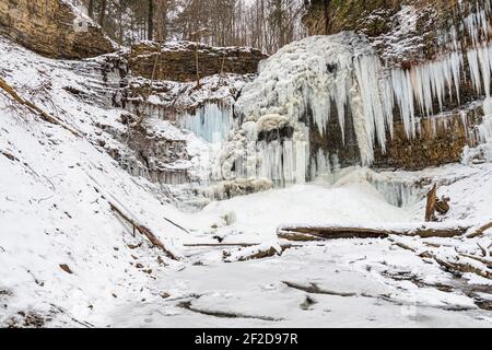 Tiffany Falls Ancaster Ontario Canada en hiver Banque D'Images