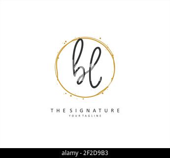BL écriture initiale de la lettre et logo de signature. Un concept d'écriture manuscrite logo initial avec élément de modèle. Illustration de Vecteur