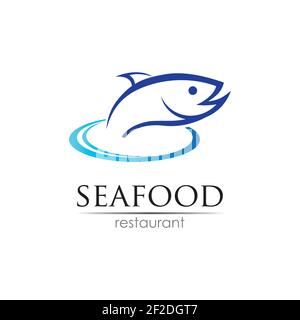 Logo restaurant de fruits de mer. Concept du logo poisson, nourriture et boissons. Modèle de logo Vector Illustration de Vecteur