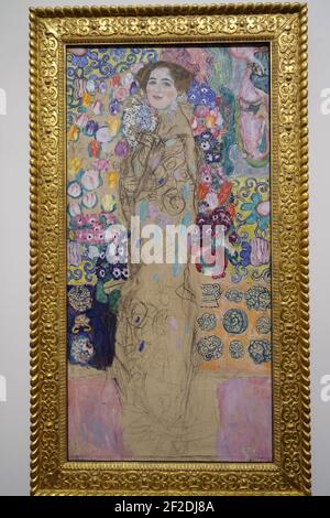 Portrait de Ria Munk III, par Gustav Klimt, 1917, inachevé, Banque D'Images