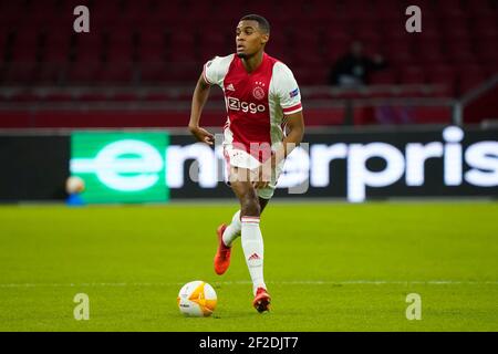 Amsterdam, pays-Bas. Mars 11 2021: Ryan Gravenberch d'Ajax lors du match de ligue Europa Ajax-Young Boys le mars 11 2021 à Amsterdam, pays-Bas. Credit: SCS/Sander Chamid/AFLO/Alay Live News Banque D'Images