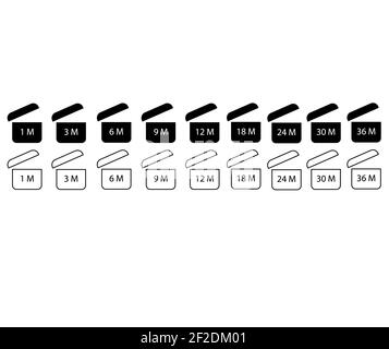 période après l'ouverture du panneau. Symboles PAO. Icône de la période d'expiration sur fond blanc. style plat. Banque D'Images