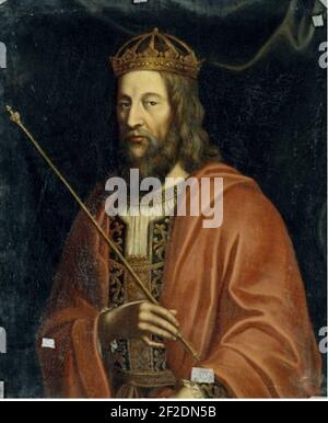 Portrait-du-roi-de-france-louis-ii-dit-le-begue-846-879. Banque D'Images