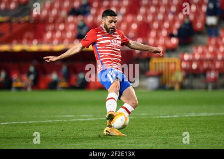 Grenade, Espagne. 11 mars 2021. Jorge Molina, joueur des FC de Grenade, a vu en action pendant la Ligue Europa de l'UEFA Round de 16 First Leg un match entre Granada CF et Molde FK à l'Estadio Nuevo Los Carmenes.(final Score; Granada CF 2:0 Molde FK) Credit: SOPA Images Limited/Alamy Live News Banque D'Images