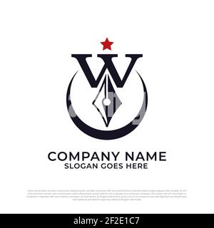 Moderne lettre W et stylo notaire logo design vecteur, meilleur pour le droit et les inspirations de logo de société Illustration de Vecteur
