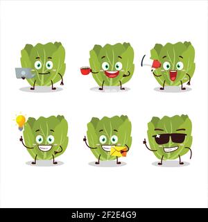 Romain letuce personnage de dessin animé avec différents types d'émoticônes d'affaires. Illustration vectorielle Illustration de Vecteur