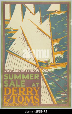 Poster, soldes d'été à Derry et Tom's, Londres, 1919 Banque D'Images