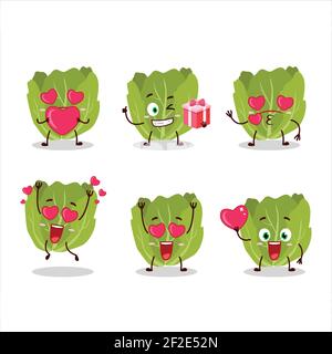 Romain letuce personnage de dessin animé avec amour adorable émoticône. Illustration vectorielle Illustration de Vecteur