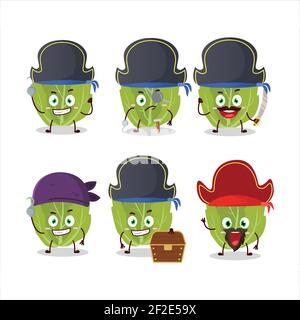 Personnage de dessin animé de romain letuce avec divers pirates émoticônes. Illustration vectorielle Illustration de Vecteur