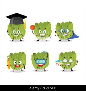 Élève de l'école de romain letuce personnage de dessin animé avec diverses expressions. Illustration vectorielle Illustration de Vecteur